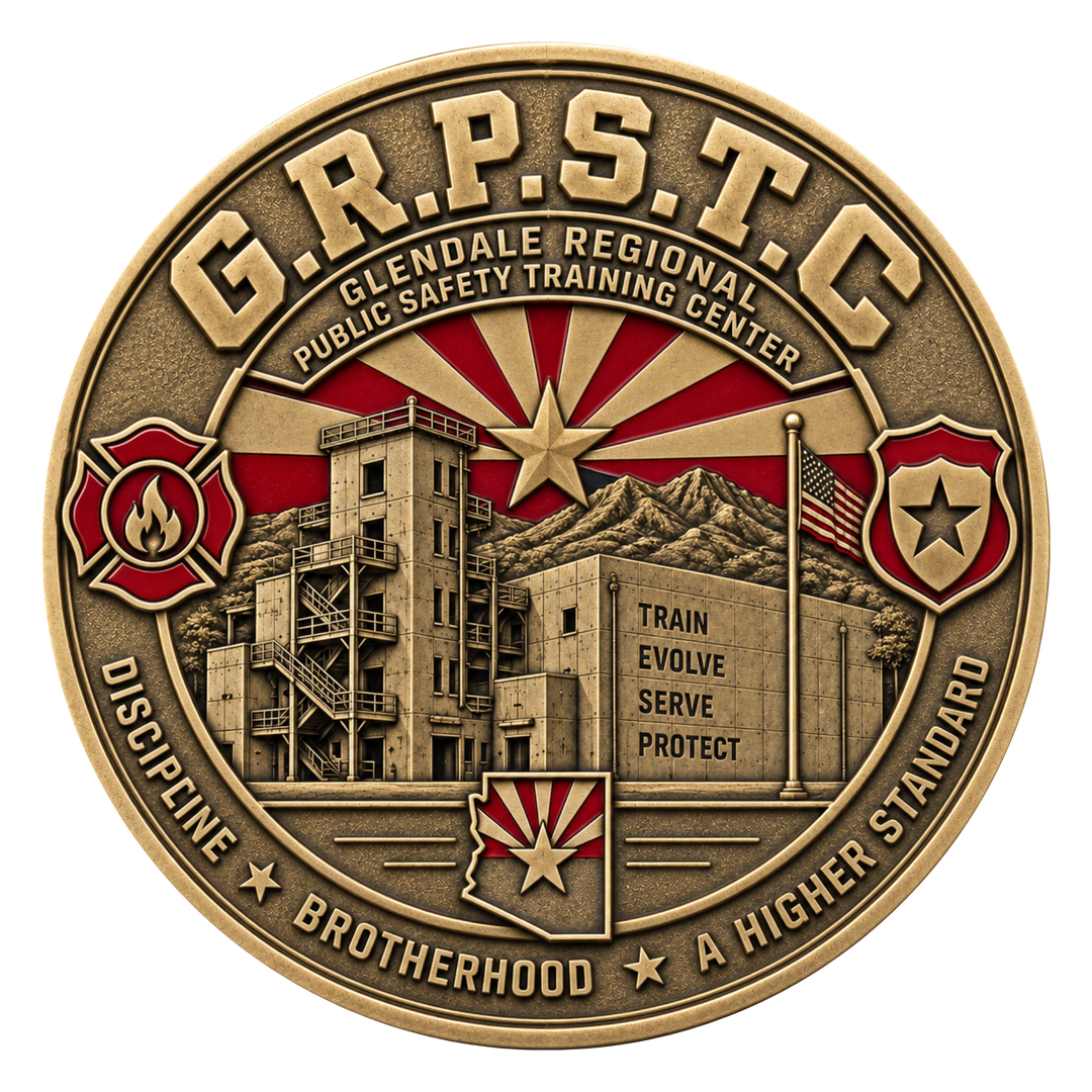 A circular bronze-toned challenge coin or medallion for the G.R.